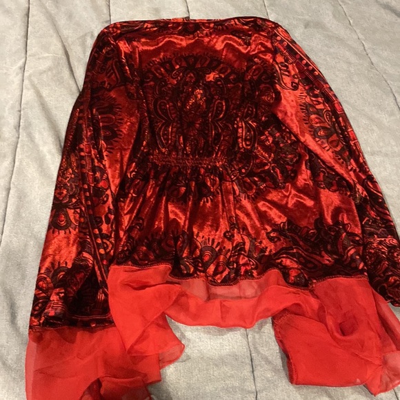 New Covington dark brick red long sleeve open front soft over shirt - Picture 3 of 3